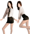 Sexy working girl costume (blouse, miniskirt, tie, G-string)