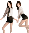 Sexy working girl costume (blouse, miniskirt, tie, G-string)