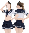 Dark blue schoolgirl outfit (skirt, bra, g-string)