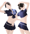 Blue policewoman cosplay outfit (skirt, police bra, g-string)