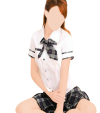 Sexy black and white schoolgirl costume (blouse, miniskirt, tie)