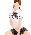 Sexy black and white schoolgirl costume (blouse, miniskirt, tie)